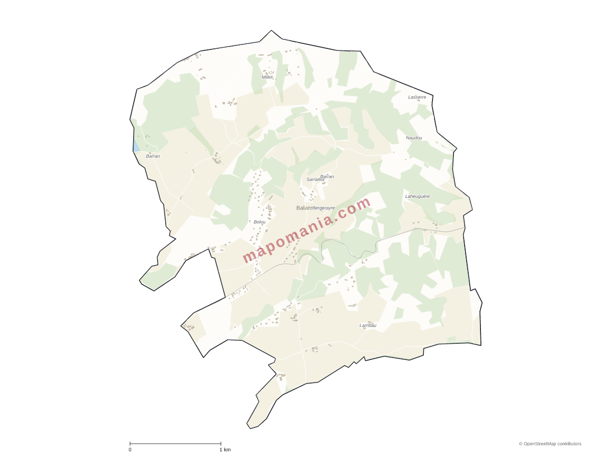 Carte de Balansun à personnaliser