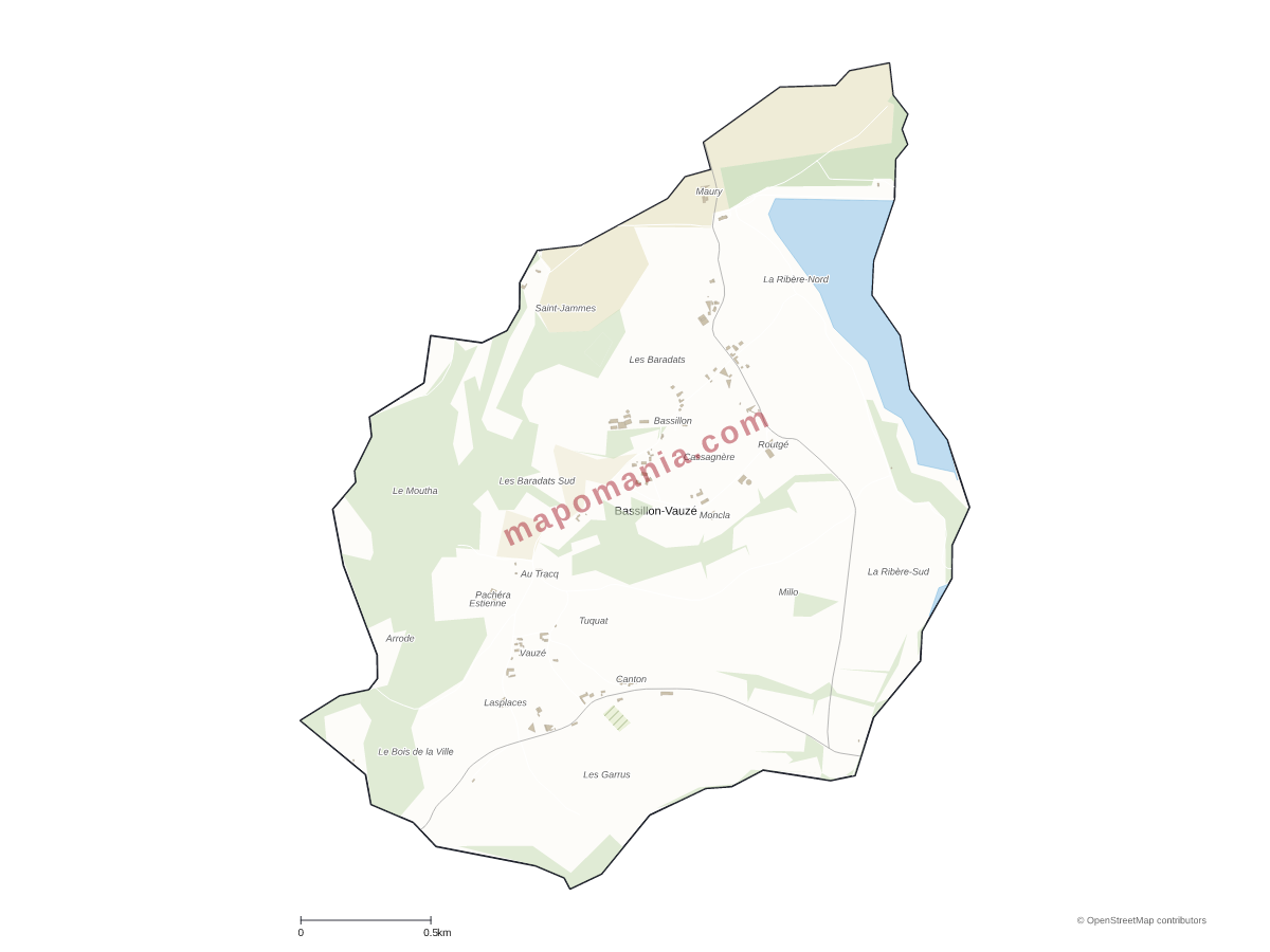 Carte de Bassillon-Vauzé à personnaliser