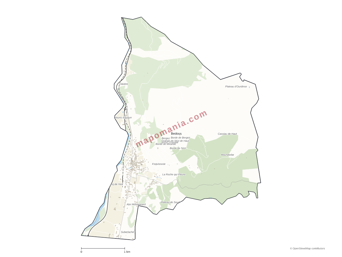 Carte de Bedous à personnaliser