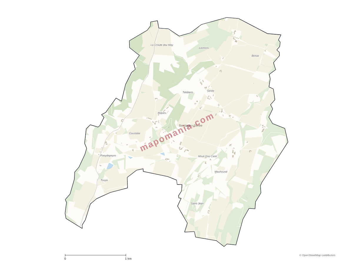 Carte de Bentayou-Sérée à personnaliser