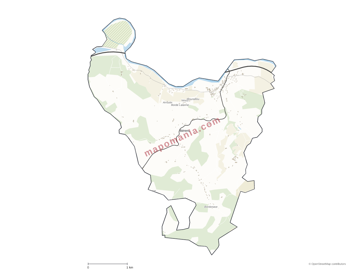 Carte de Bérenx à personnaliser