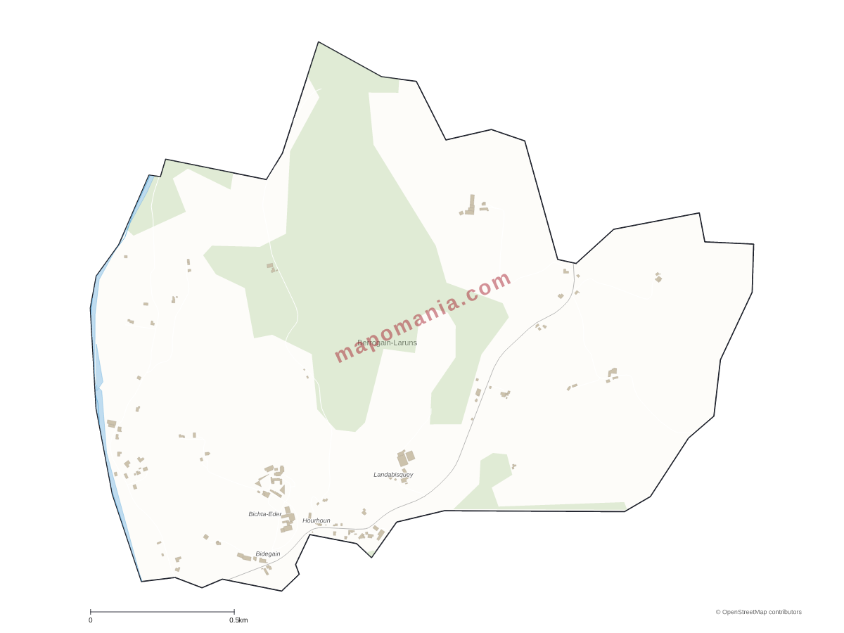 Carte de Berrogain-Laruns à personnaliser