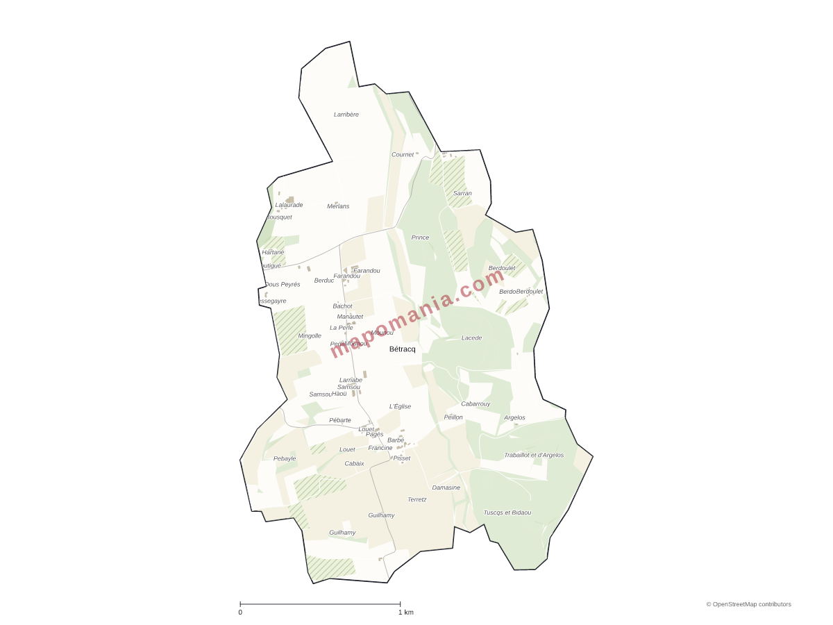 Carte de Bétracq à personnaliser
