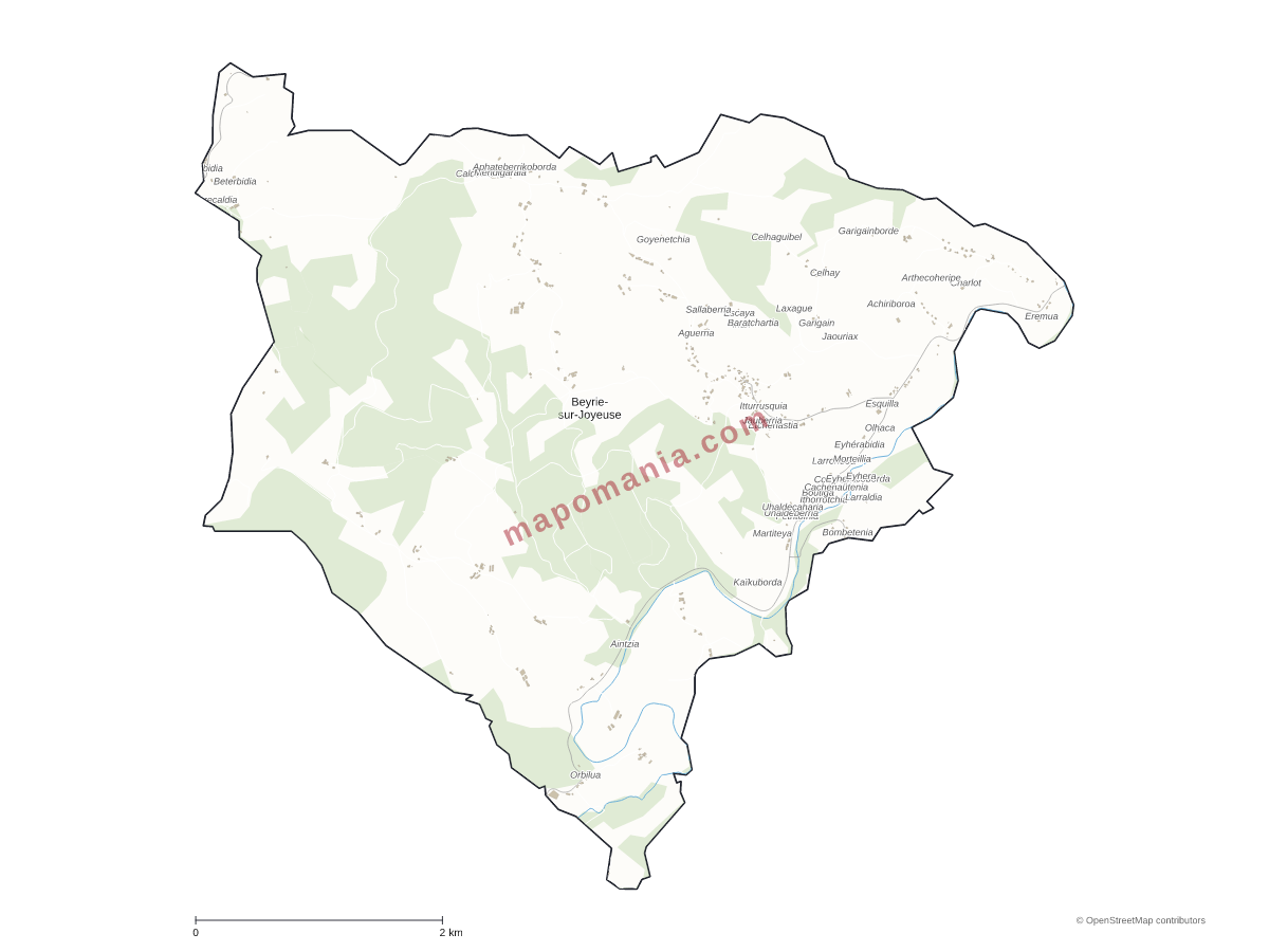 Carte de Beyrie-sur-Joyeuse à personnaliser