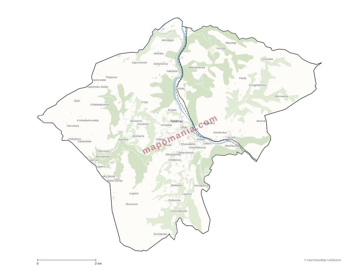 Carte de Bidarray à personnaliser
