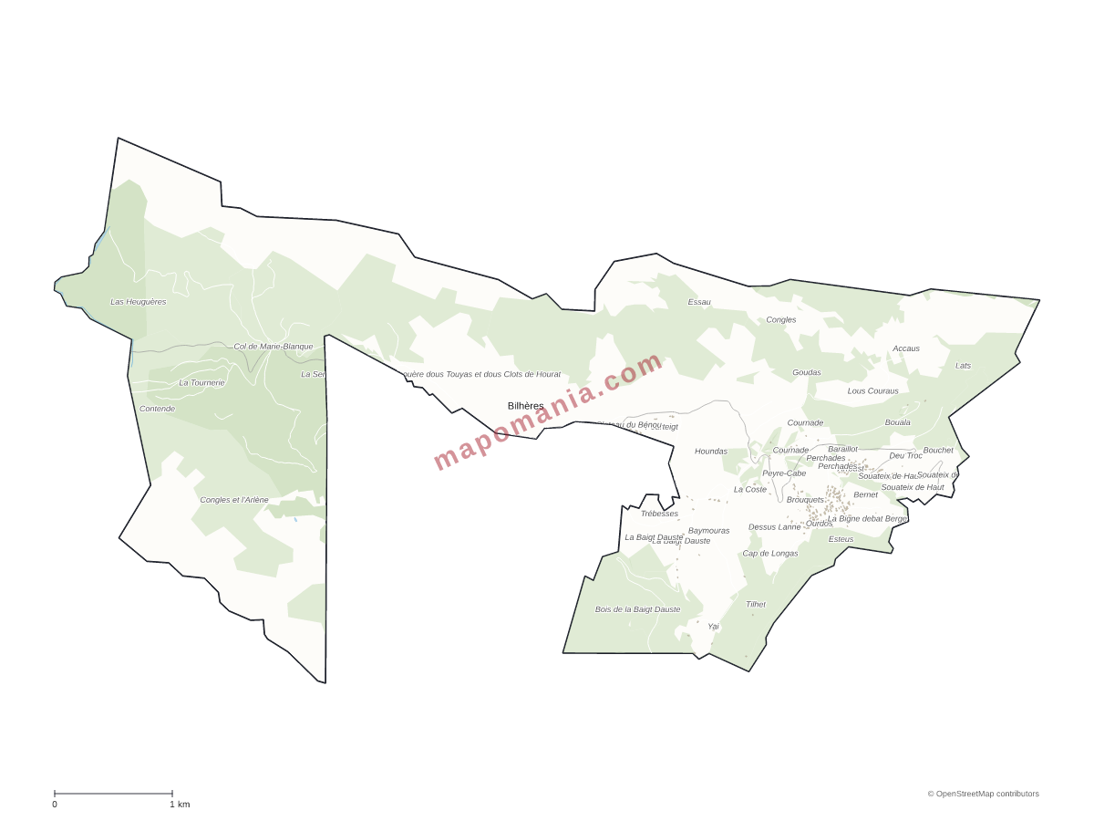 Carte de Bilhères à personnaliser