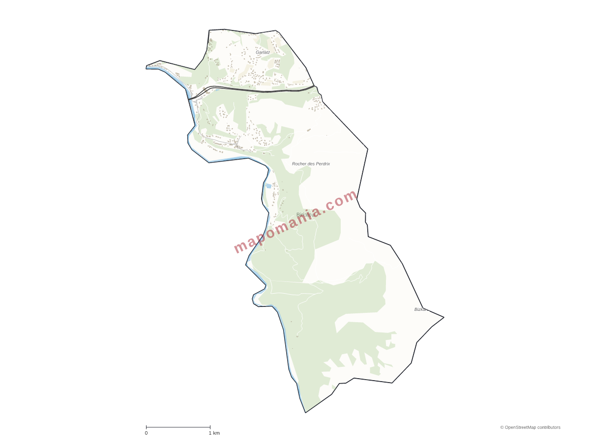Carte de Biriatou à personnaliser