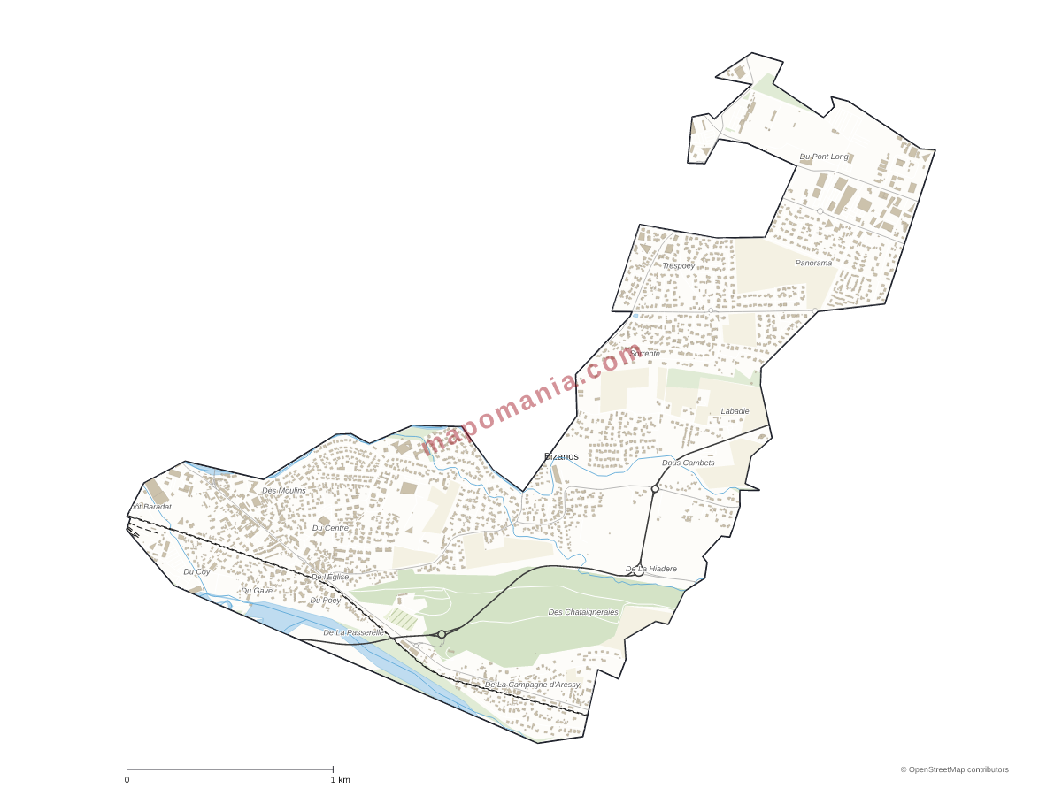 Carte de Bizanos à personnaliser