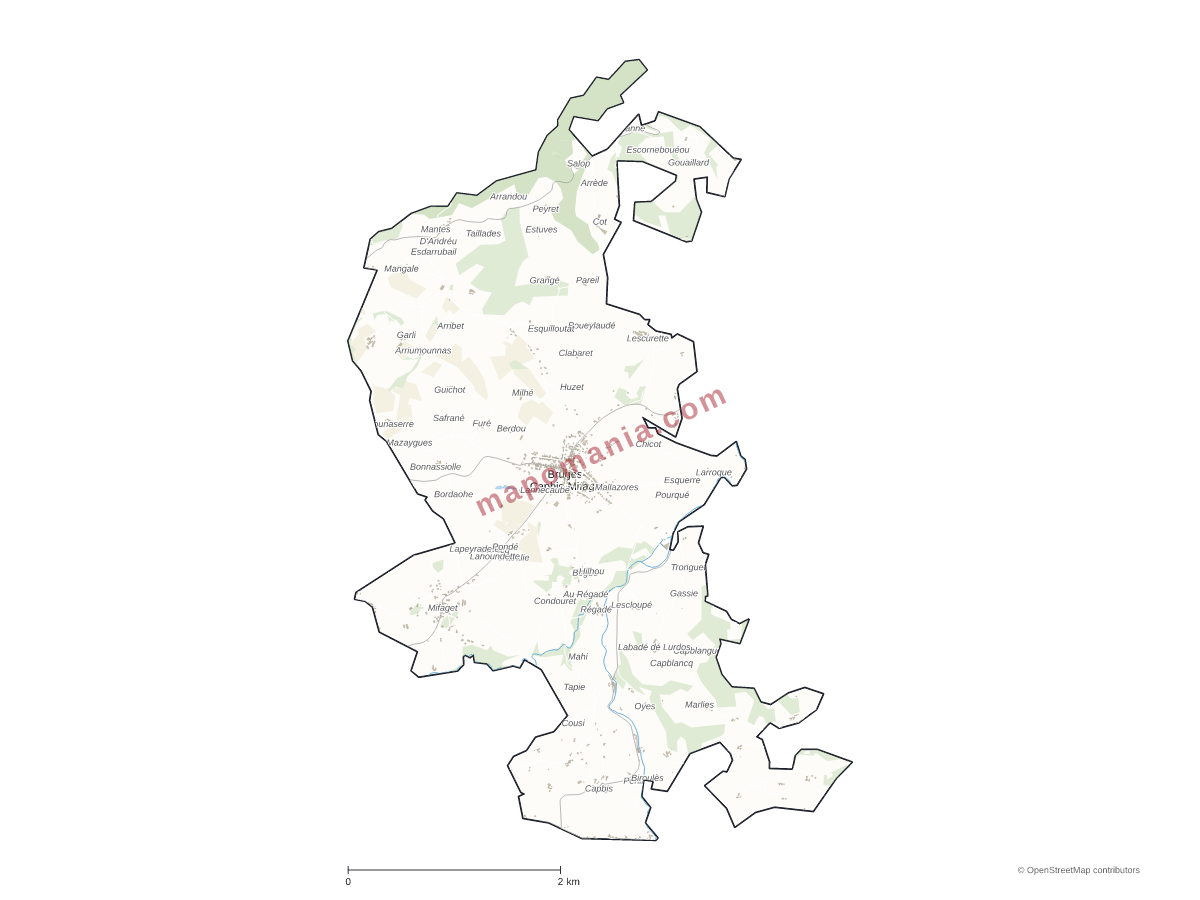Carte de Bruges-Capbis-Mifaget à personnaliser