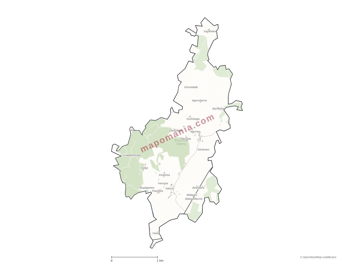 Carte de Bustince-Iriberry à personnaliser