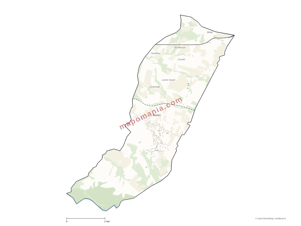 Carte de Buziet à personnaliser
