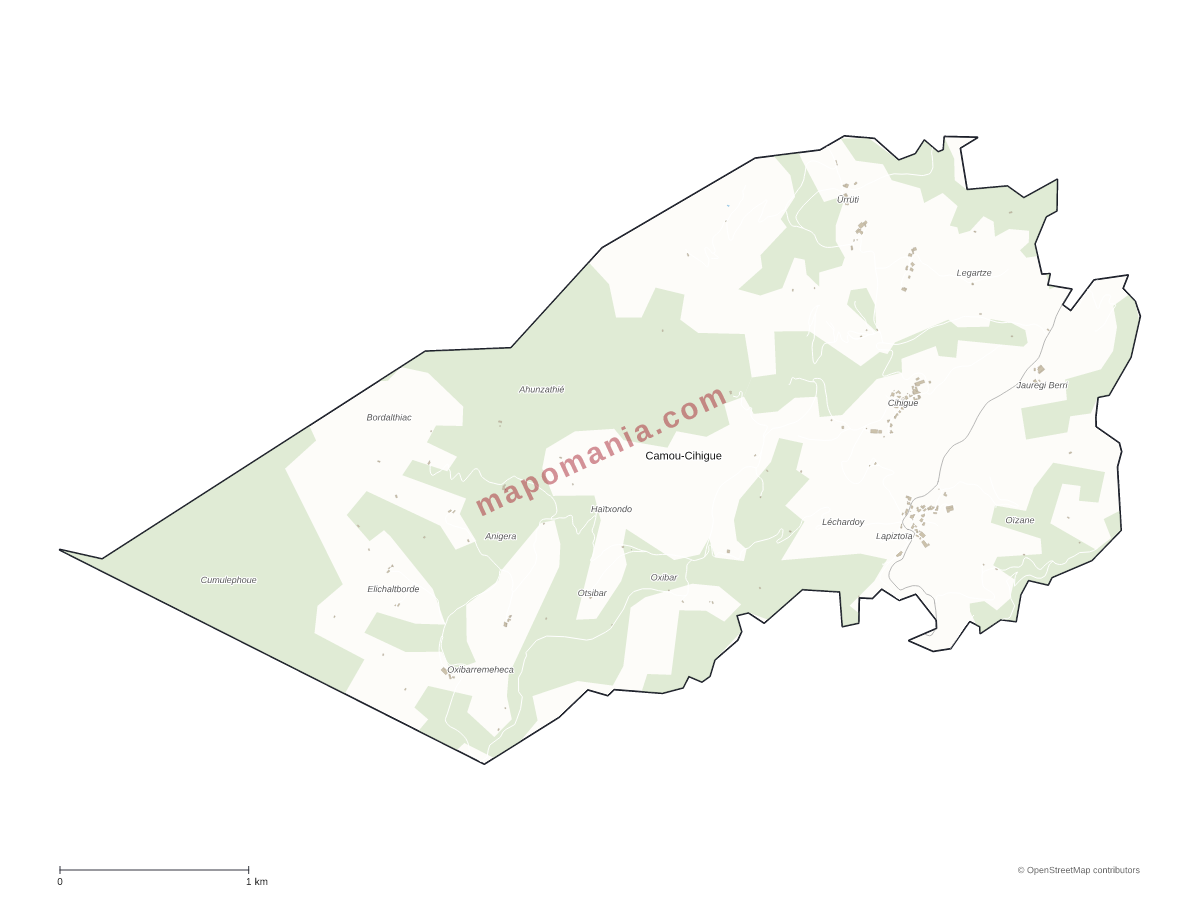 Carte de Camou-Cihigue à personnaliser