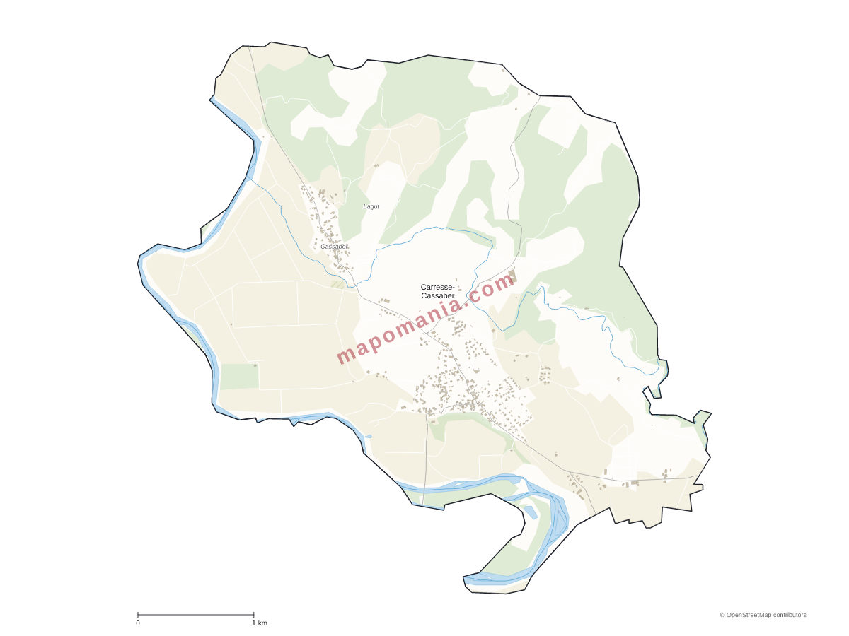 Carte de Carresse-Cassaber à personnaliser