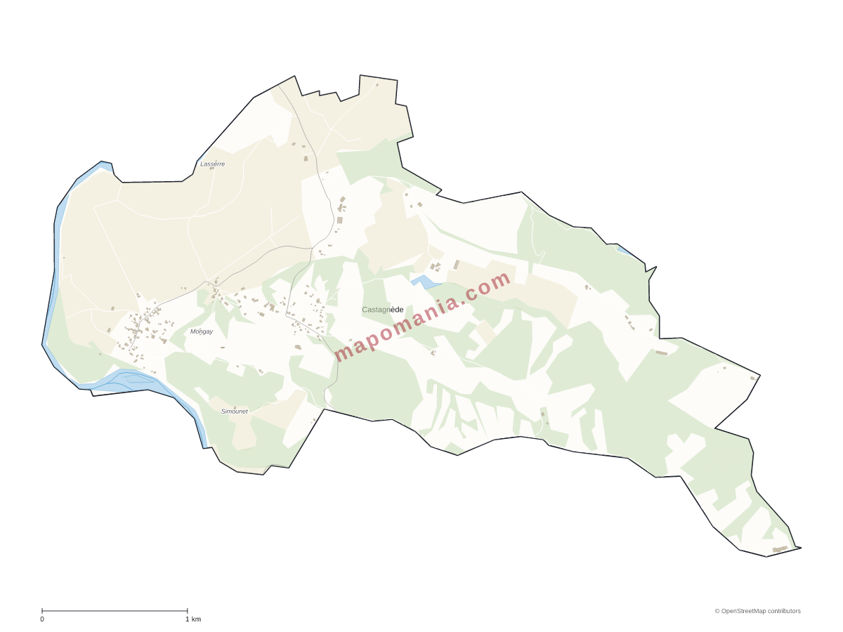 Carte de Castagnède à personnaliser