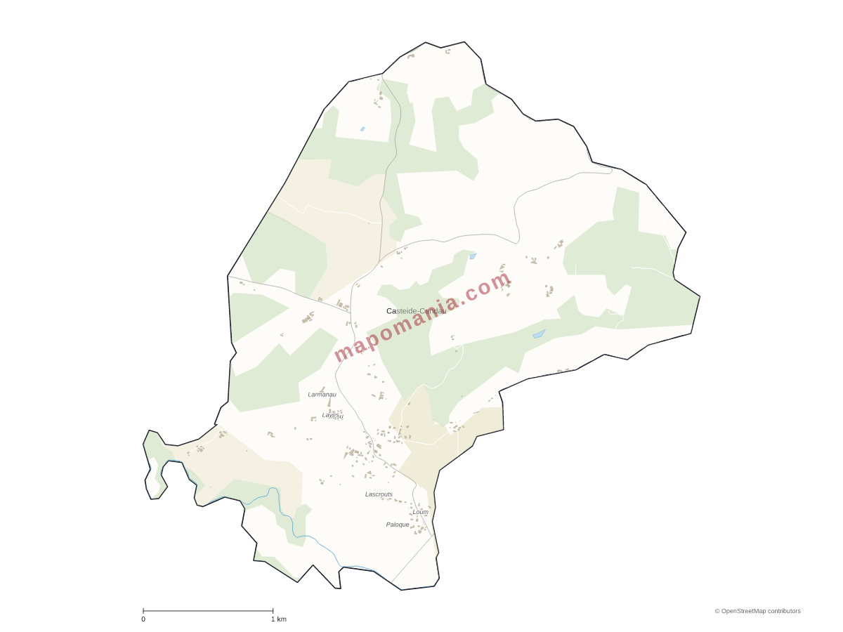 Carte de Casteide-Candau à personnaliser