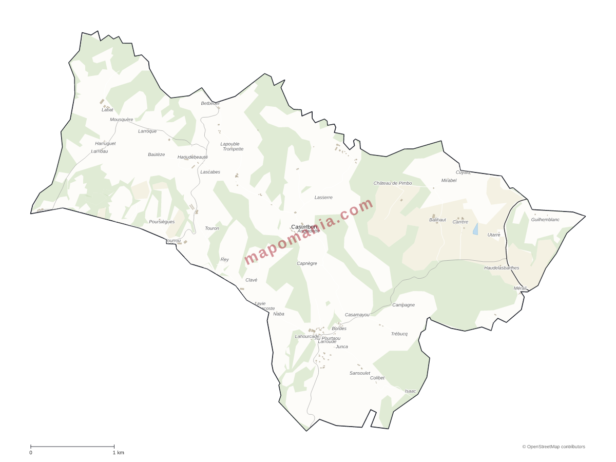 Carte de Castetbon à personnaliser