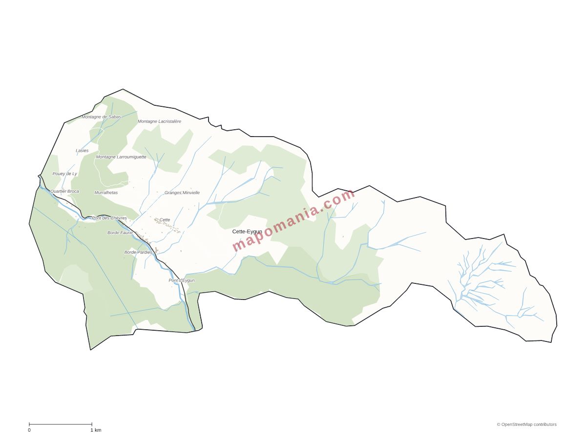 Carte de Cette-Eygun à personnaliser