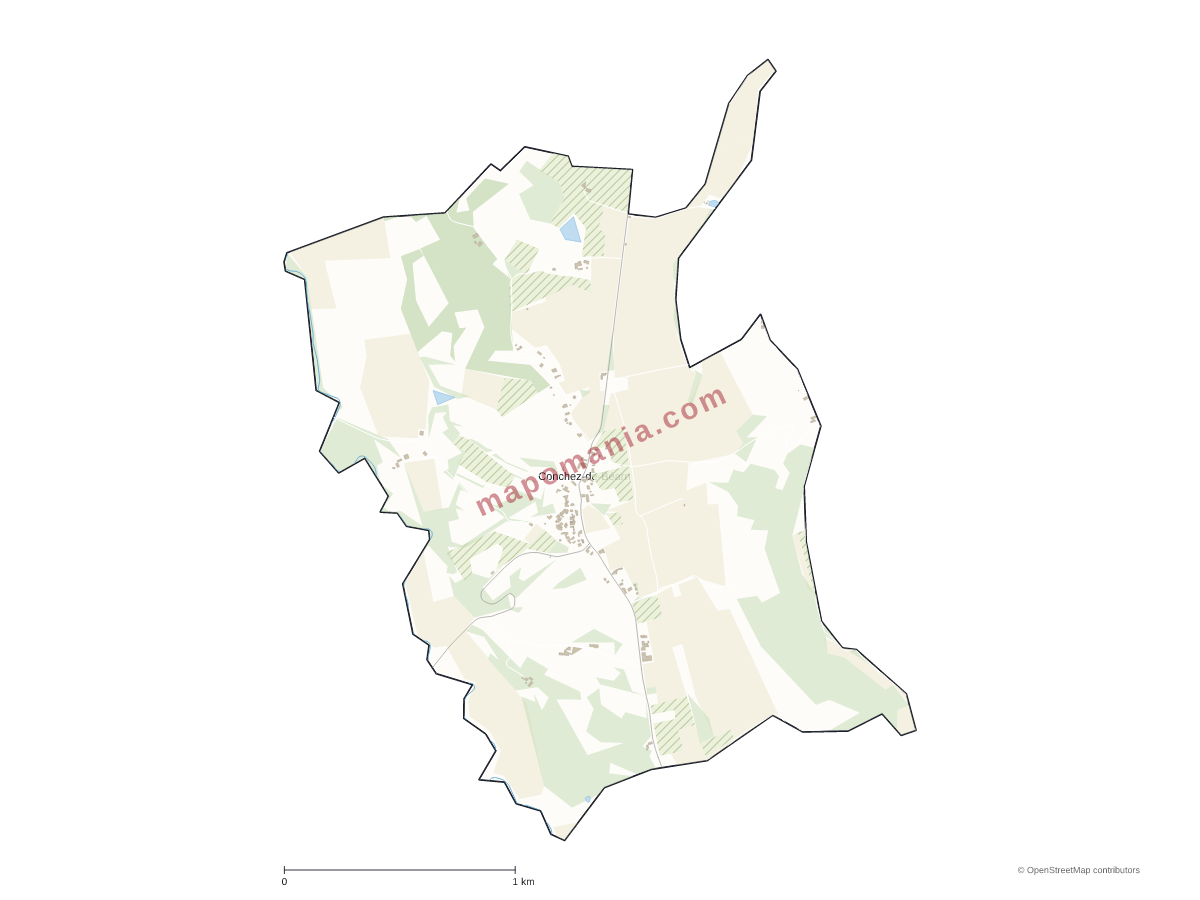Carte de Conchez-de-Béarn à personnaliser