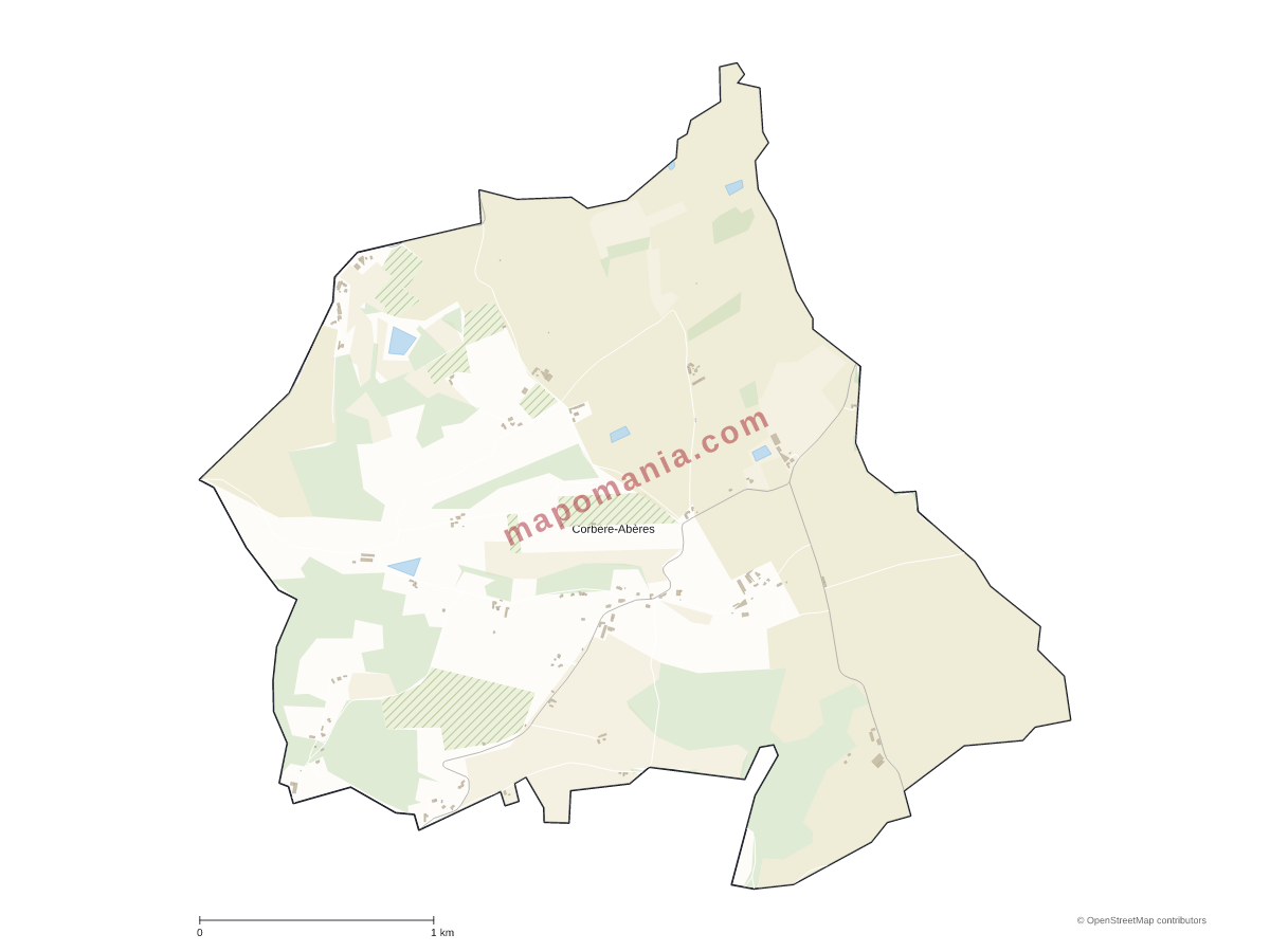 Carte de Corbère-Abères à personnaliser