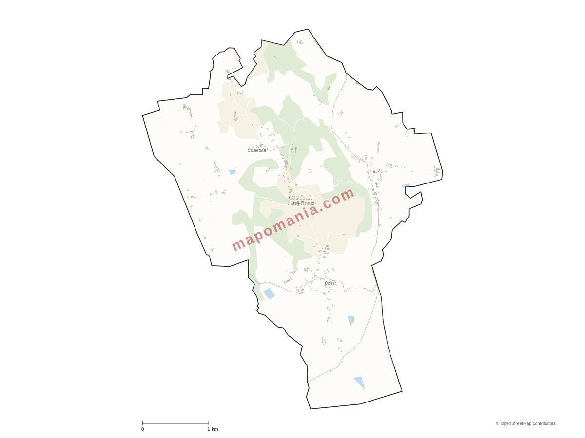 Carte de Coslédaà-Lube-Boast à personnaliser