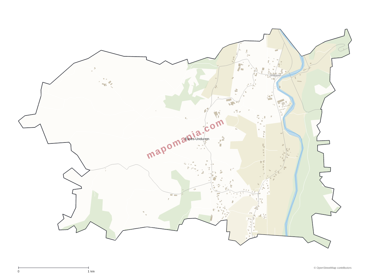 Carte de Espès-Undurein à personnaliser