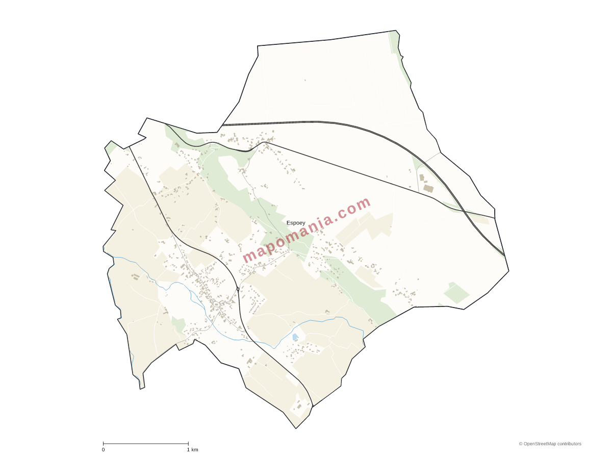 Carte de Espoey à personnaliser