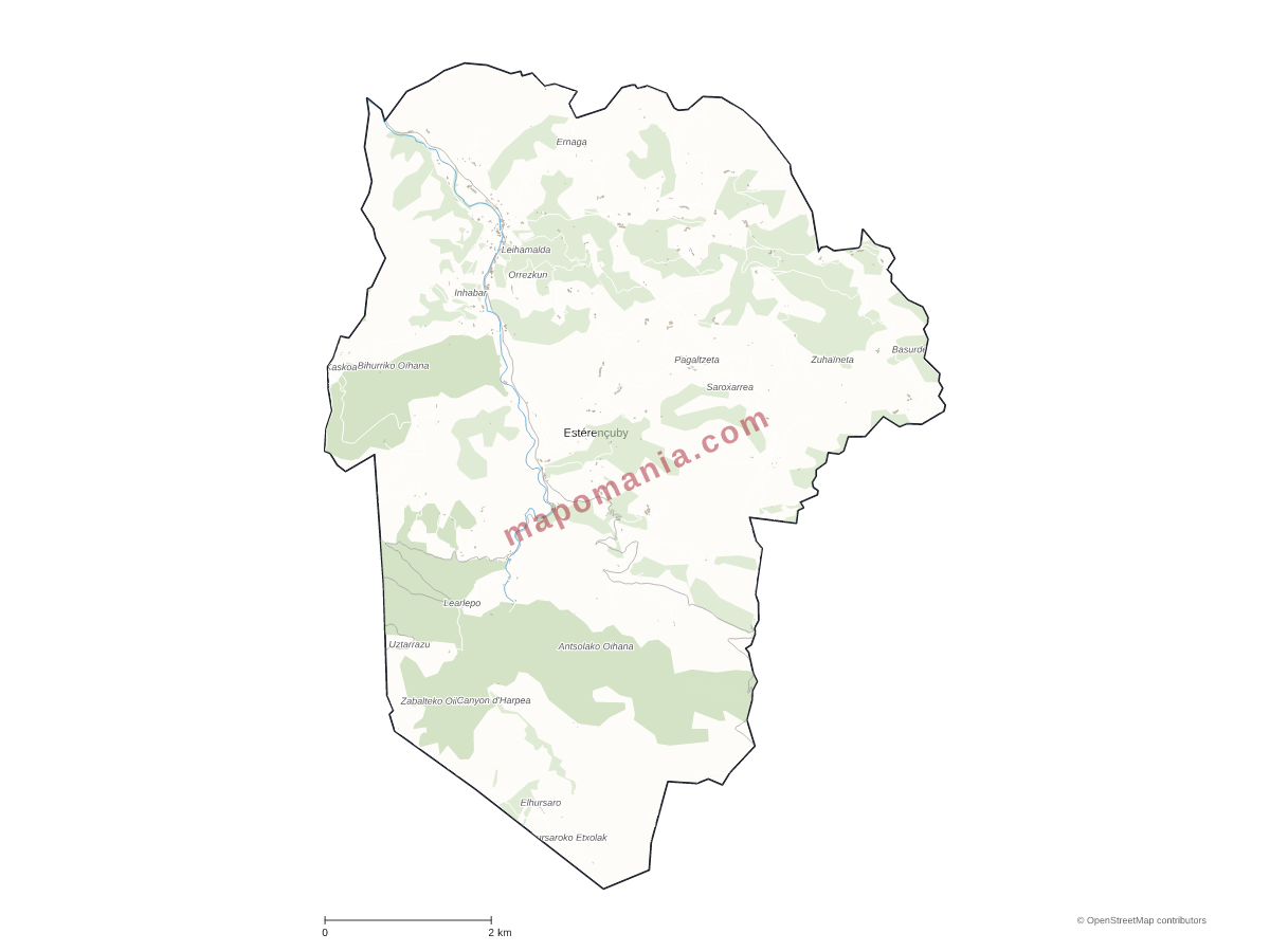 Carte de Estérençuby à personnaliser
