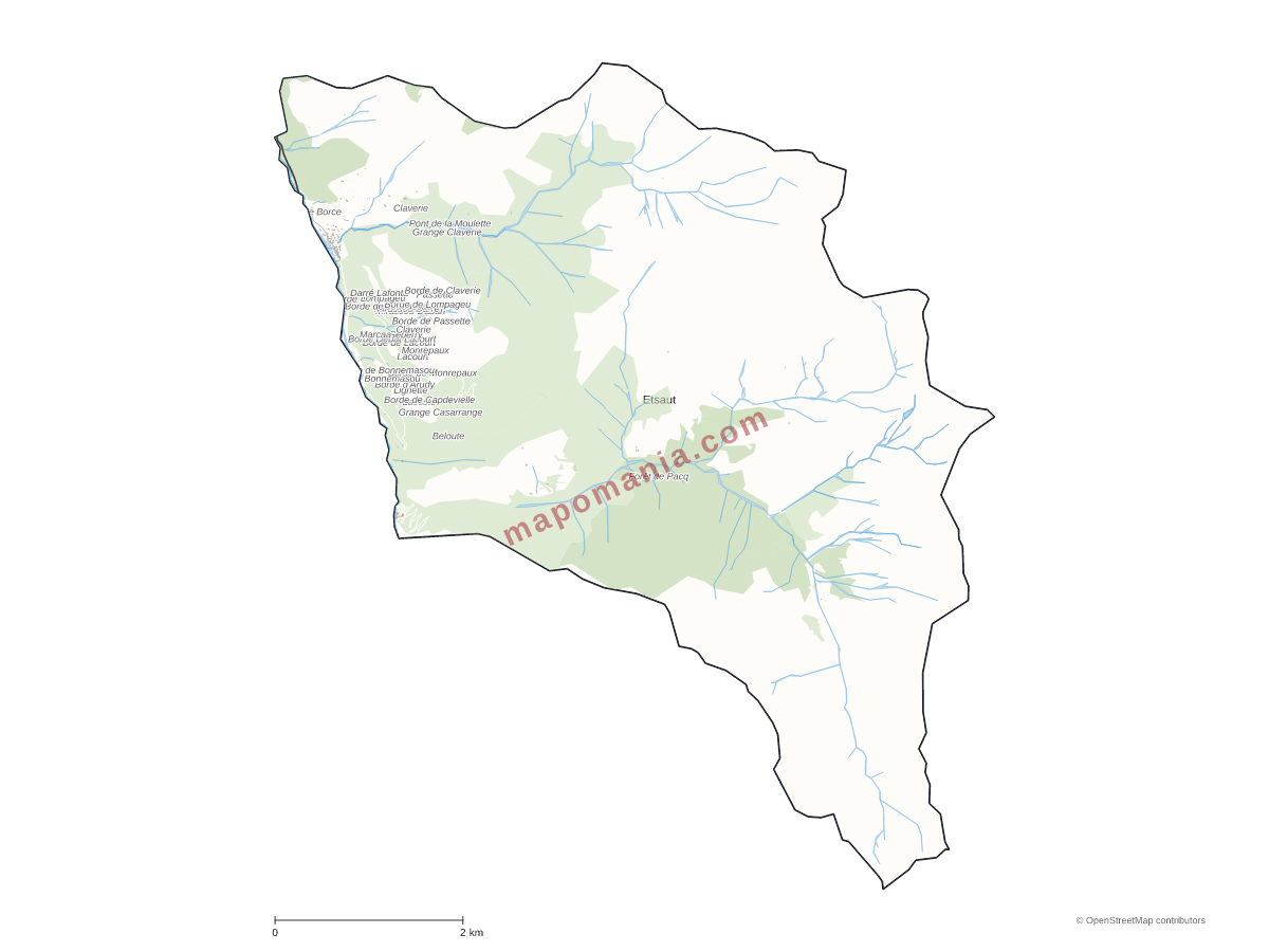 Carte de Etsaut à personnaliser