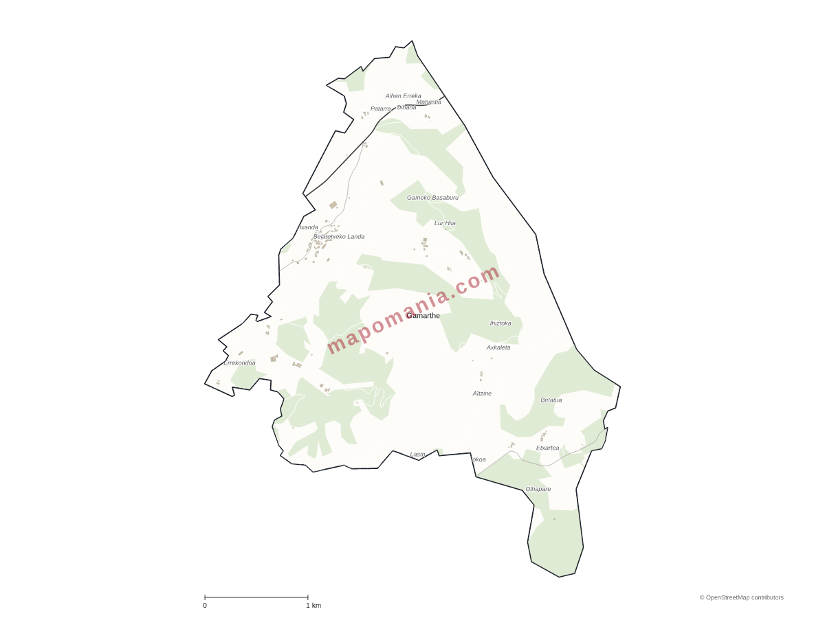 Carte de Gamarthe à personnaliser