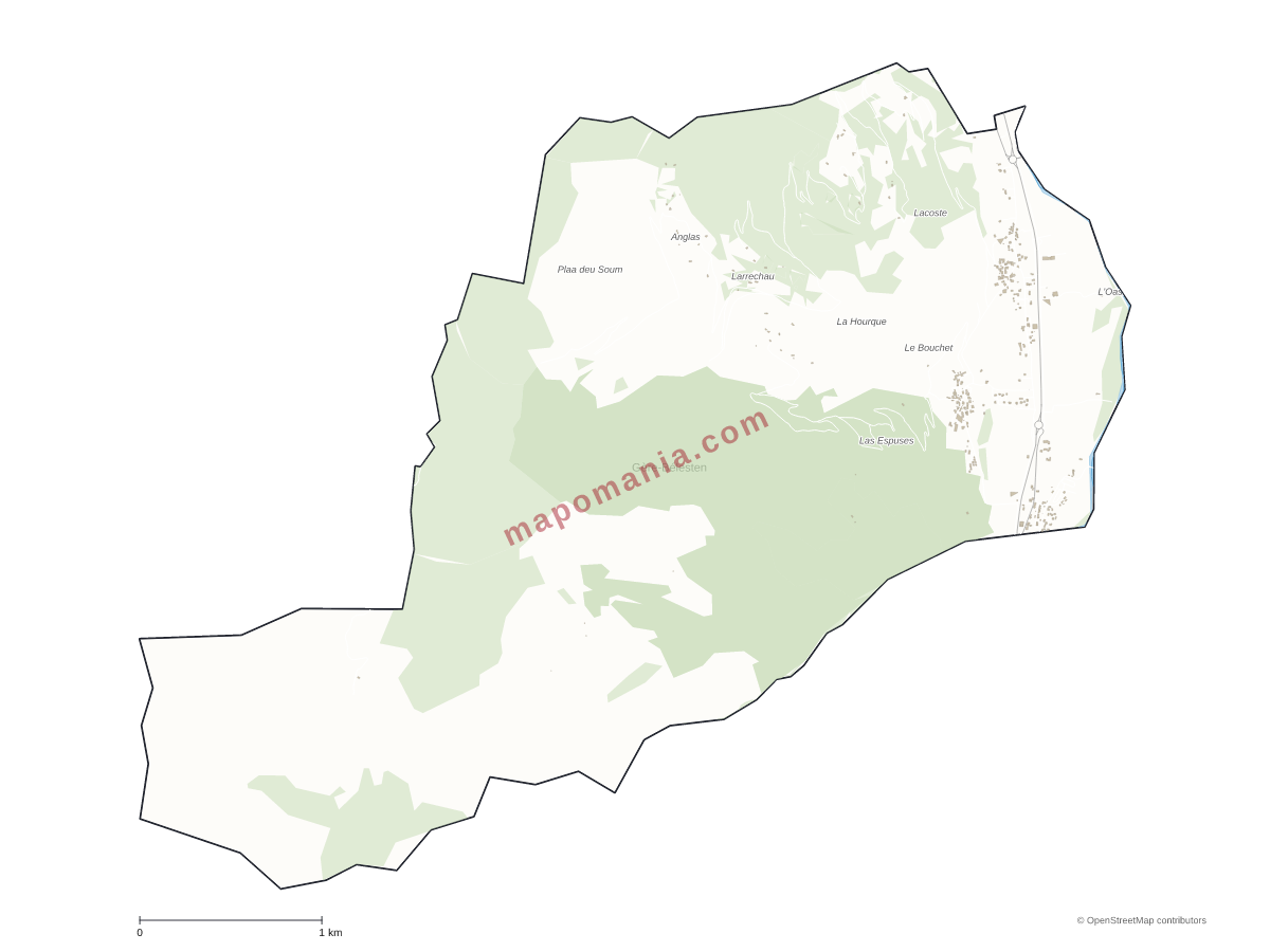 Carte de Gère-Bélesten à personnaliser