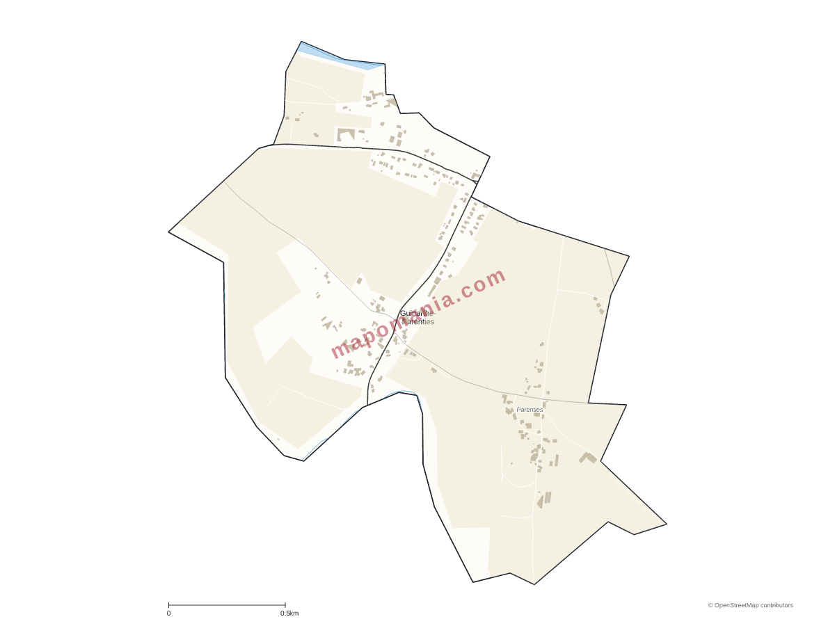 Carte de Guinarthe-Parenties à personnaliser