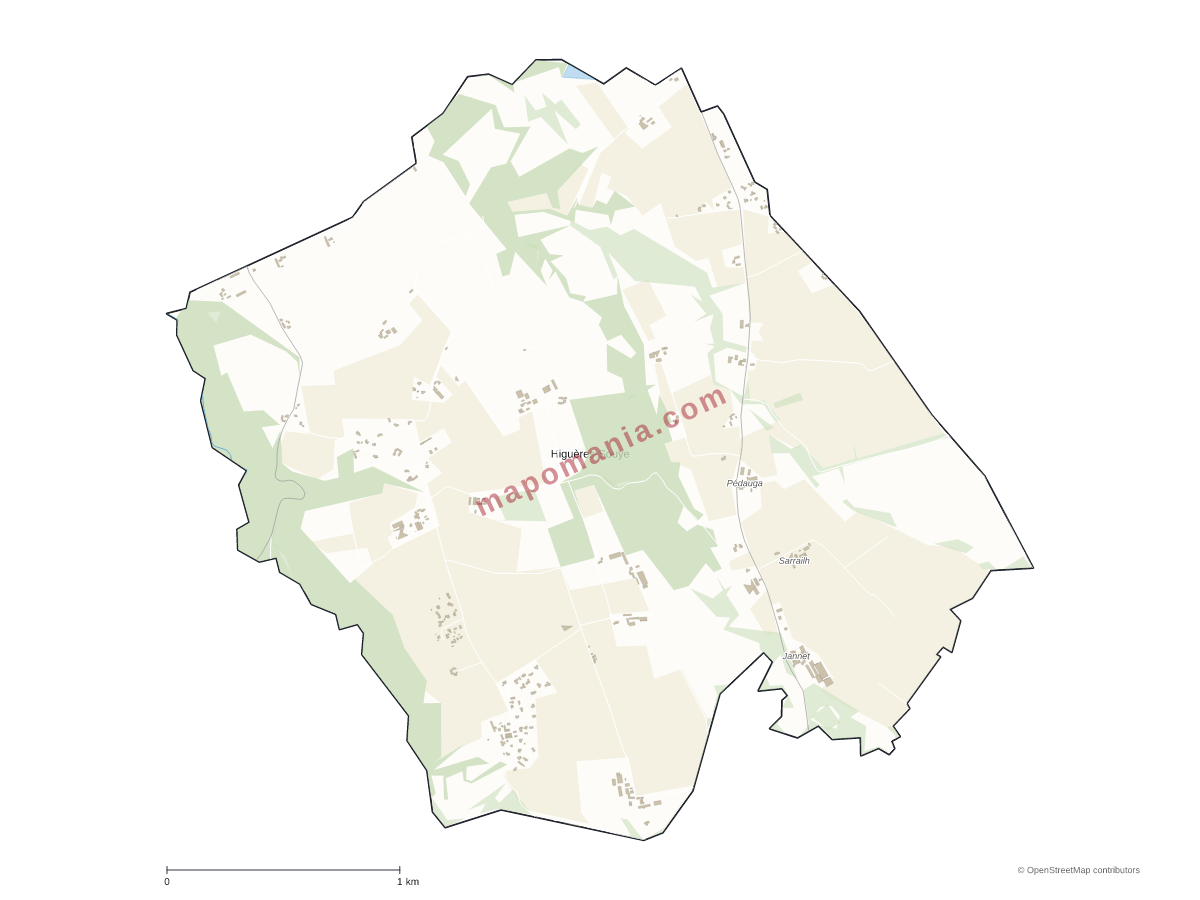 Carte de Higuères-Souye à personnaliser