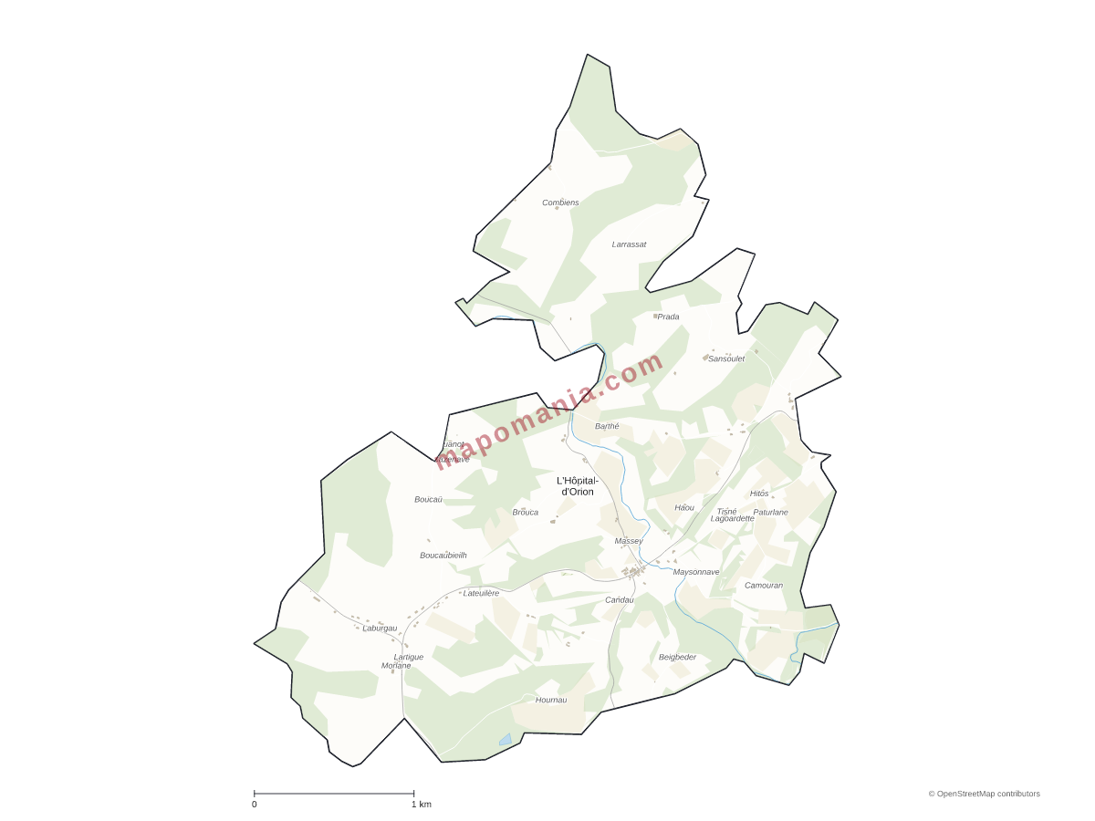 Carte de L'Hôpital-d'Orion à personnaliser