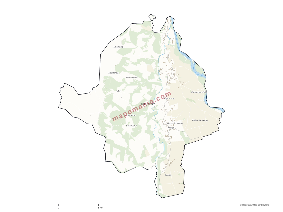 Carte de Idaux-Mendy à personnaliser