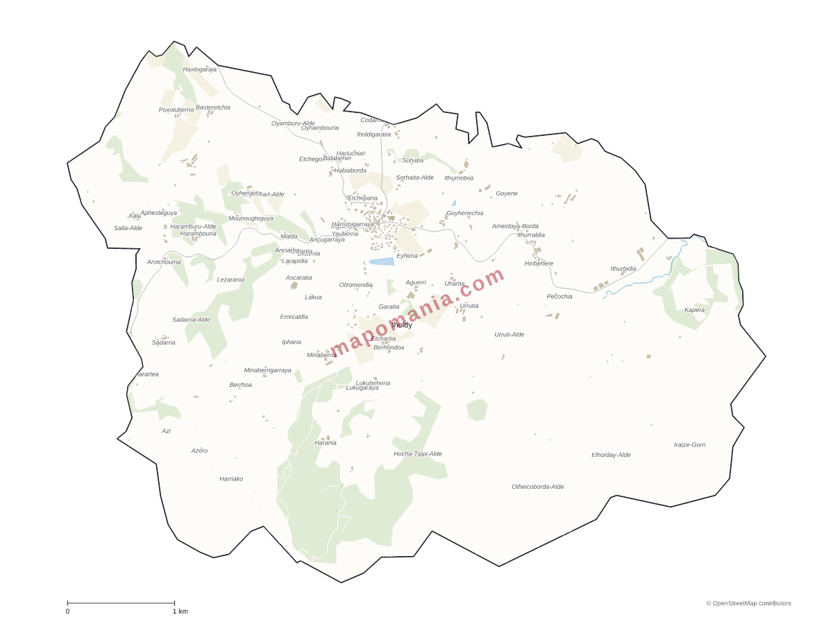 Carte de Iholdy à personnaliser