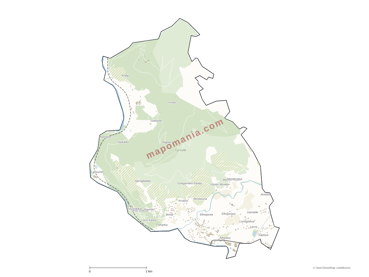 Carte de Ispoure à personnaliser