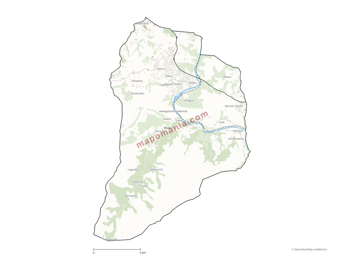Carte de Itxassou à personnaliser