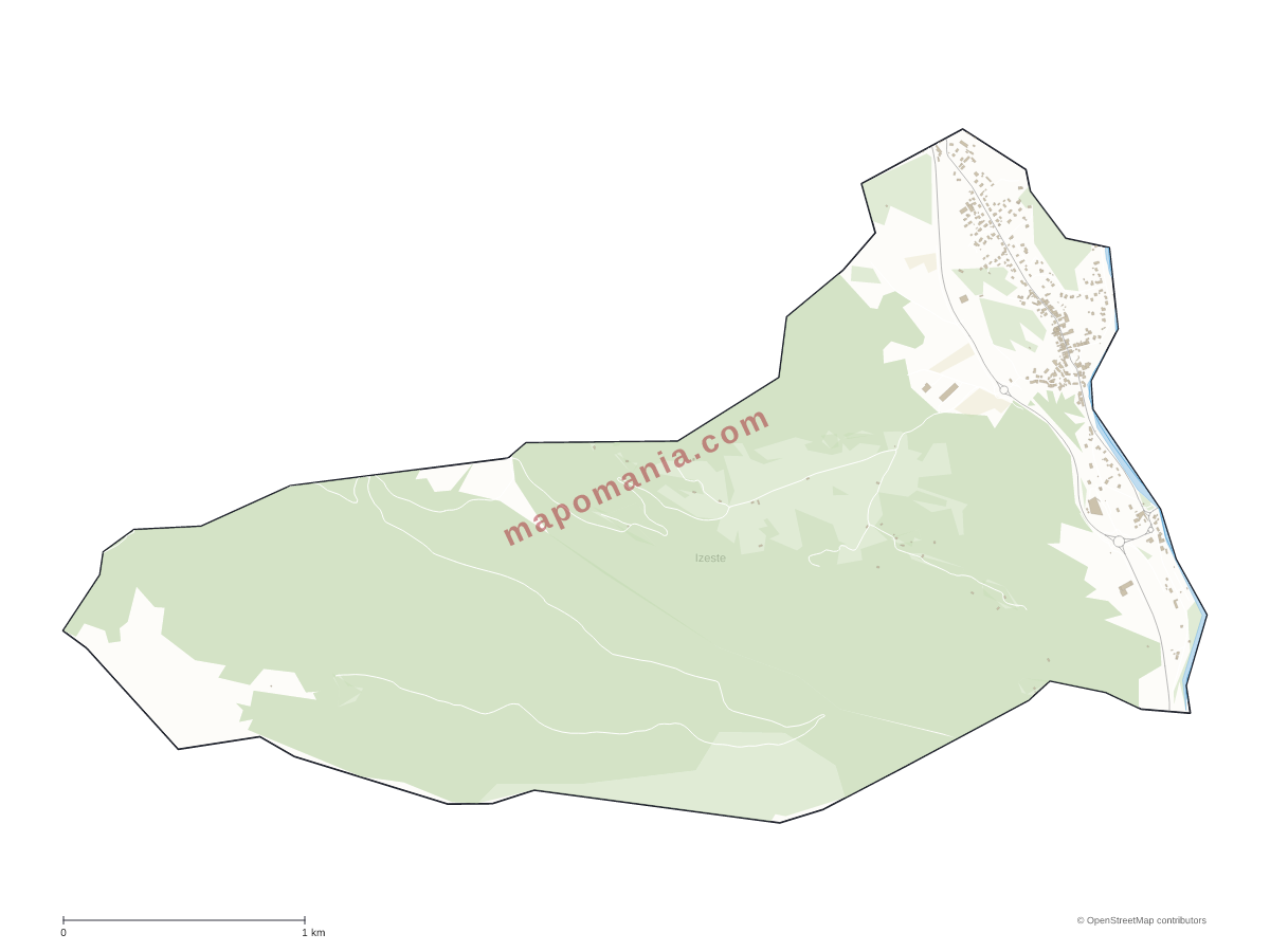 Carte de Izeste à personnaliser