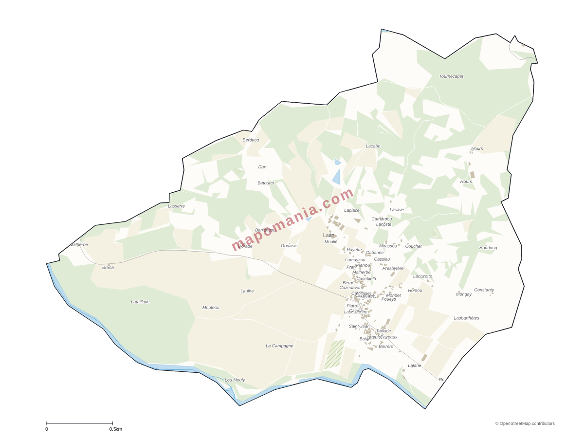 Carte de Laàs à personnaliser