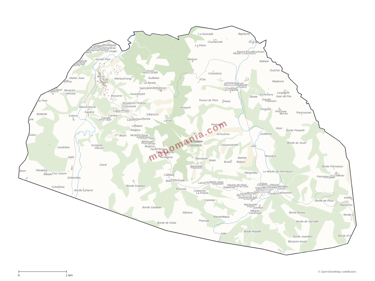 Carte de La Bastide-Clairence à personnaliser