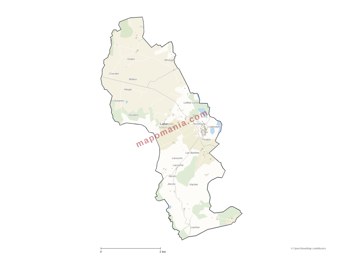 Carte de Labastide-Villefranche à personnaliser