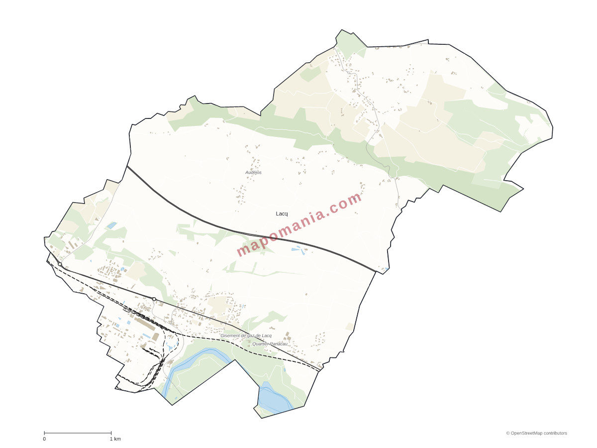 Carte de Lacq à personnaliser