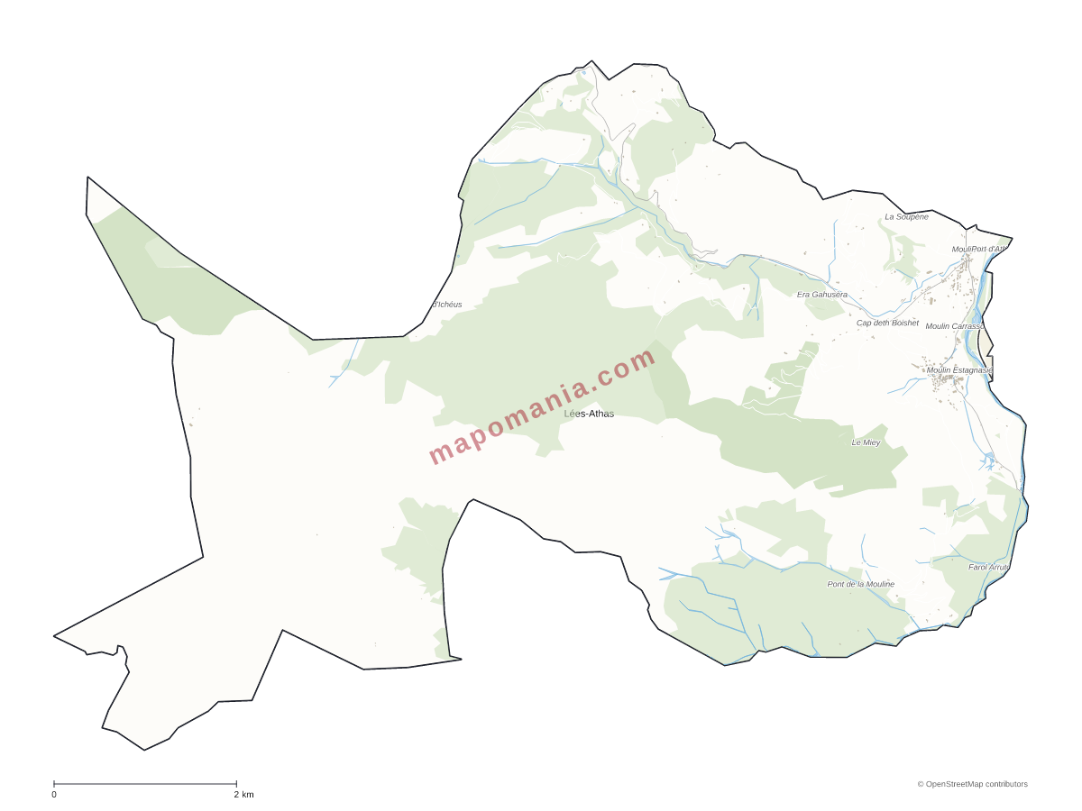 Carte de Lées-Athas à personnaliser