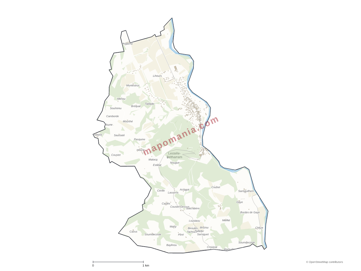 Carte de Lestelle-Bétharram à personnaliser