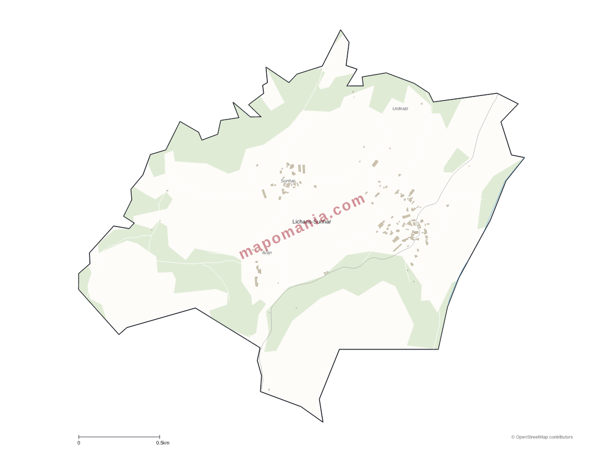 Carte de Lichans-Sunhar à personnaliser