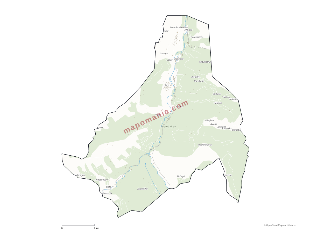 Carte de Licq-Athérey à personnaliser