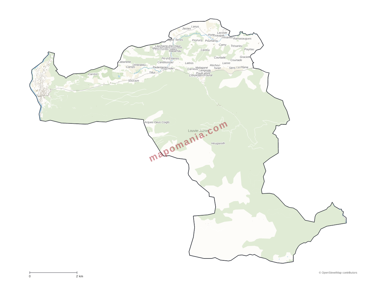 Carte de Louvie-Juzon à personnaliser