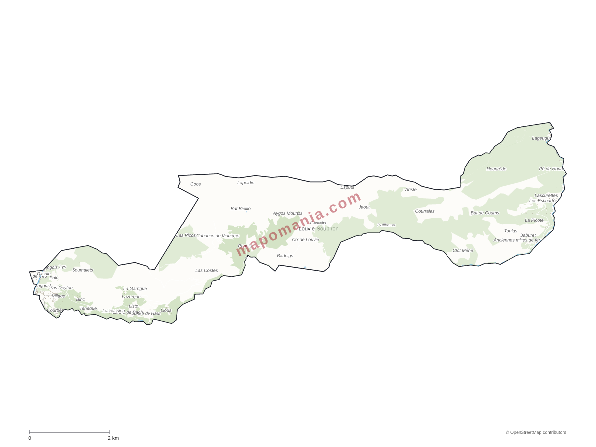 Carte de Louvie-Soubiron à personnaliser