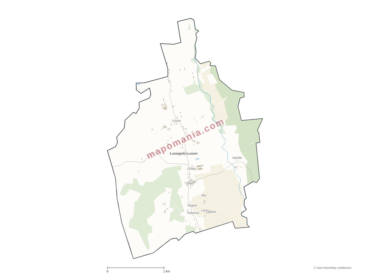 Carte de Lussagnet-Lusson à personnaliser