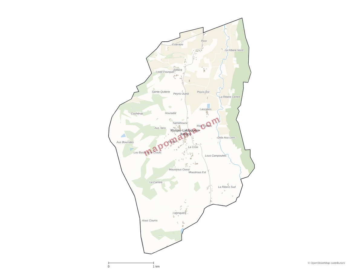 Carte de Maspie-Lalonquère-Juillacq à personnaliser